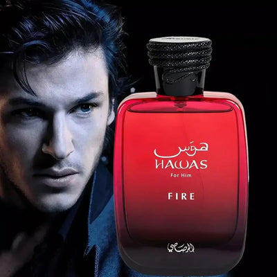 100ml Hawas Fire Men's EDP Spray Long-lasting Arabian Luxury, Fresh Rich Scent, Premium Masculine Fragrance Ideal for Nights Out