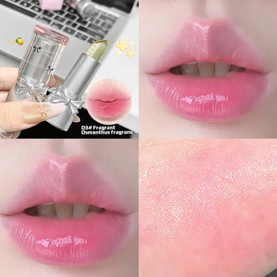 Cappuvini Sweet and Cool Bow Thermochromic Lipstick is a moisturizing and hydrating lip balm that reduces lip lines and changes