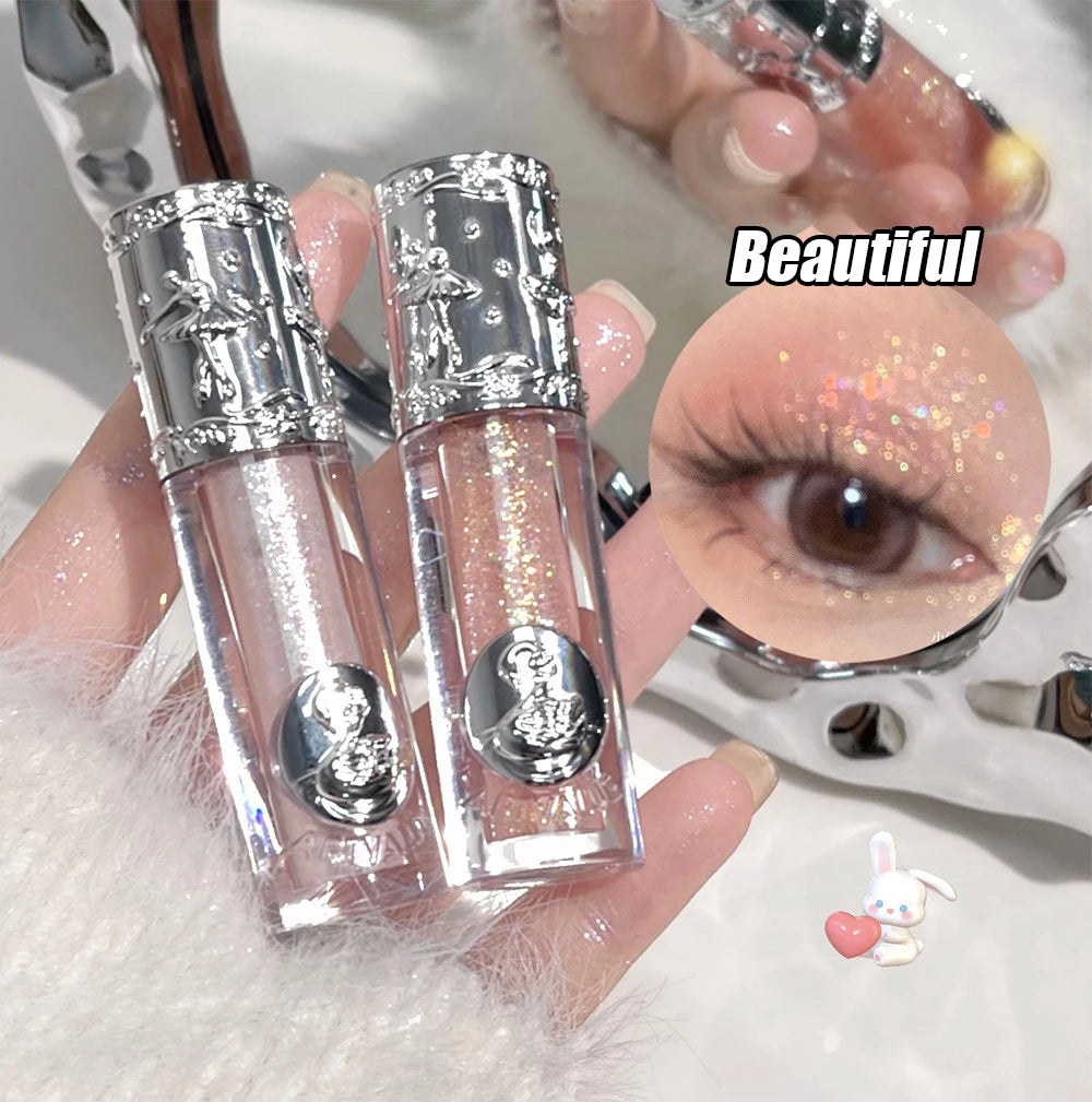 Silicone Brush Liquid Eyeshadow Pearlescent Shimmer Long Lasting Monochrome Pearly Fine Sparkling Sequins Eye Shadow Highlighter