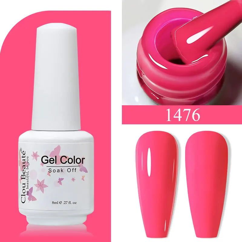 Clou Beaute 8ml Gel Polish Colorful Glitter UV Nail Gel Vernis Semi Permanent Glass Bottle Blue Green White Soak Off Gel Nail