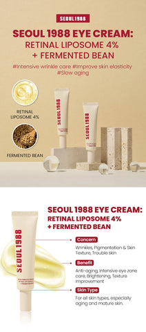 Seoul 1988 Anti-Aging Trio: 4% Retinal Eye Cream + 2% Retinal Serum w/ Black Ginseng for Wrinkles & Brightening,Korean Skincare