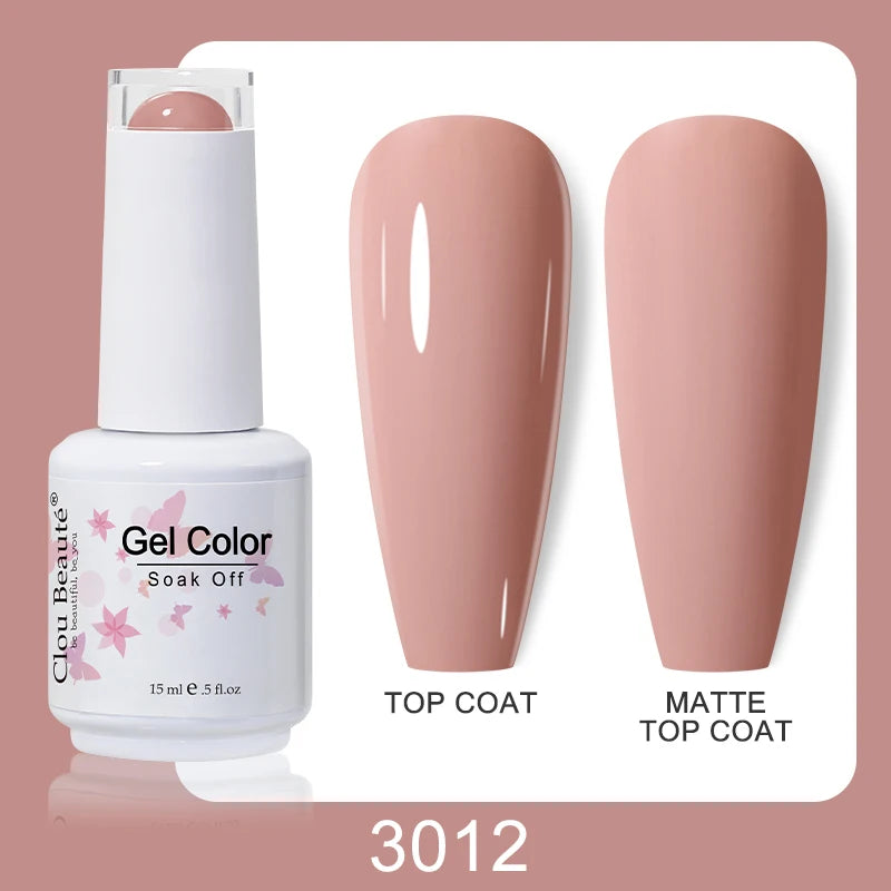 Clou Beaute Nail Gel Polish Kit 15ml Soak Off UVLED Nails Varnish Semi Permanent Nail Art Gels Lacquer Top Base Coat Gel Lacquer