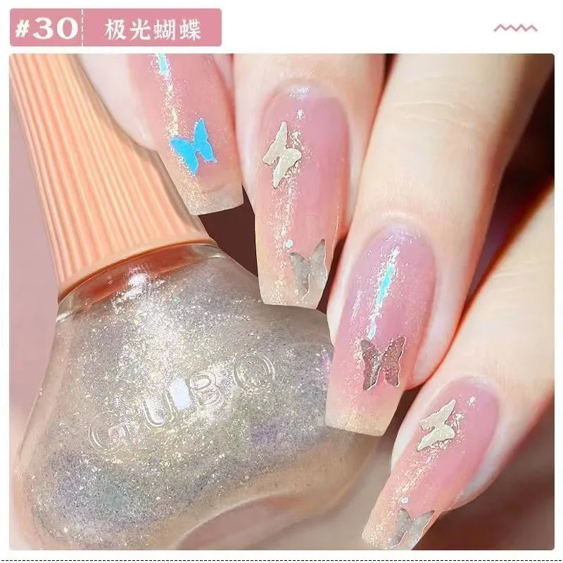 45 Colors Nail Polish Oil-based Nails Polish No-bake Quick Dry Non-tear Small Glitter Nail Gel Transparent Red Nail Art