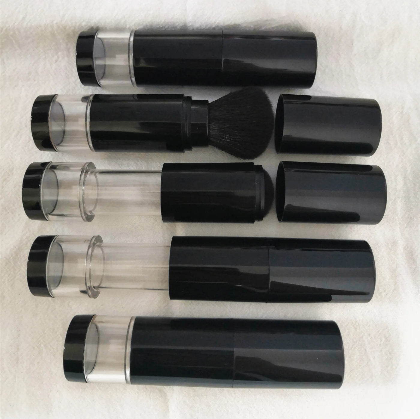 2 in 1 Foundation Brush Makeup Brush Empty Travel Blush with Refillable Loose Powder Bottle Jar Makeup Beauty Tools