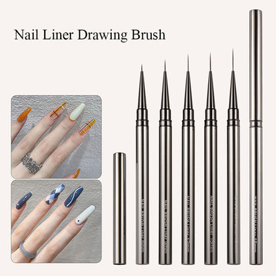BORN PRETTY Nail Liner Brush DIY Drawing Painting Flower Line Stripes Pen Metal Handle UV Gel Nail Art Brushes Manicure Tool