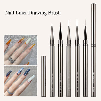 BORN PRETTY Nail Liner Brush DIY Drawing Painting Flower Line Stripes Pen Metal Handle UV Gel Nail Art Brushes Manicure Tool
