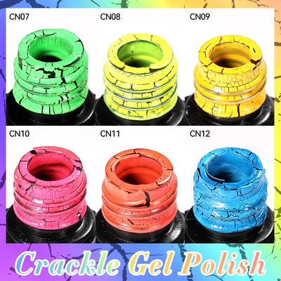 LILYCUTE 7ml Fluorescent Crackle Gel Nail Polish Summer Neon Red Green Vernis Semi Permanent UV Gel Nail Art Manicure For Nails
