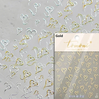 Cat's Eye 5D Gradient European Love Heart Gem Wing Crystal Geometric Colorful Self Adhesive Nail Art Stickers Manicure Decals