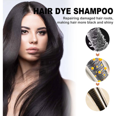 EELHOE 100ml Natural Plant Hair Dye Shampoo 3 in 1 Hair Color Shampoo for Gary Hair Quick Dark Black And Women Men Grey Coverage