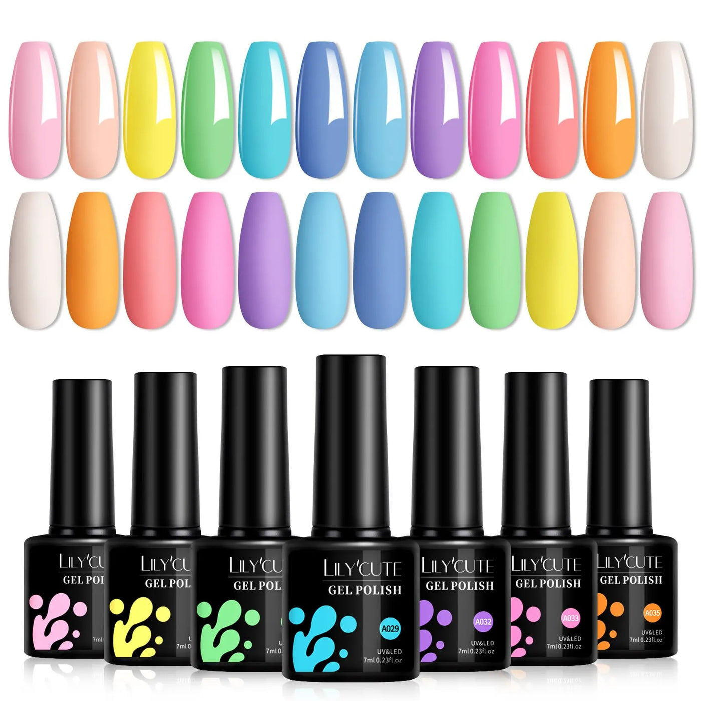 LILYCUTE 12PCs/Set 7ml Macaron Nail Gel Polish Set Semi Permanent UV Gel Nail Varnish Soak Off Gel Nail Polish Kit Nails