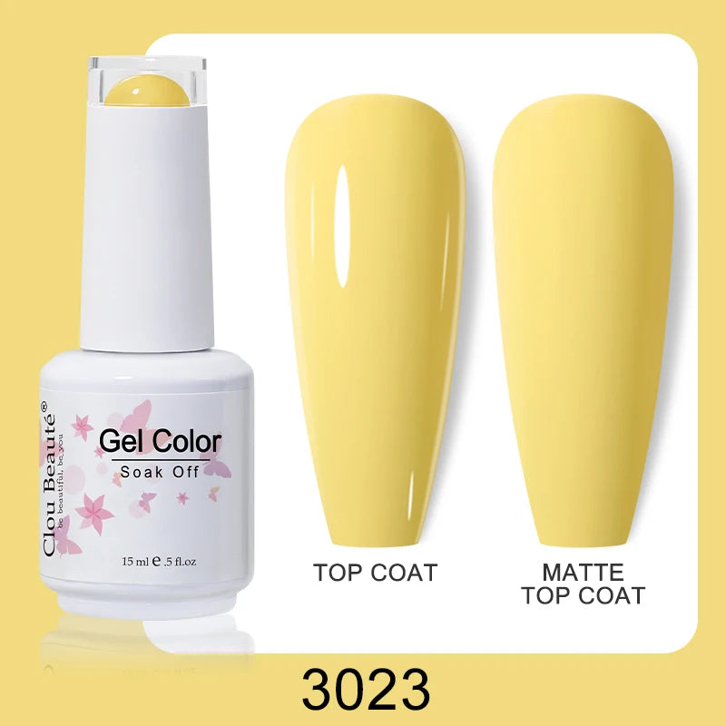 Clou Beaute Nail Gel Polish Kit 15ml Soak Off UVLED Nails Varnish Semi Permanent Nail Art Gels Lacquer Top Base Coat Gel Lacquer