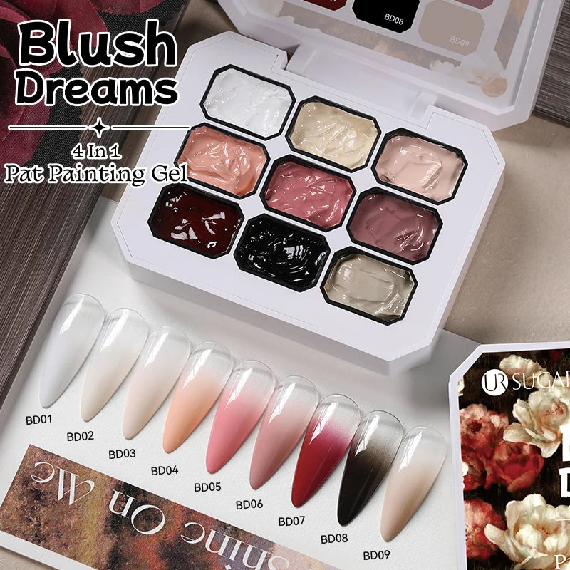 UR SUGAR 9 Colors 4 In 1 Pat Painting Gel Y2K Gradient Blush Color Semi Permanent Soak Off UV&LED Gel Nail Art Creation Salon DI