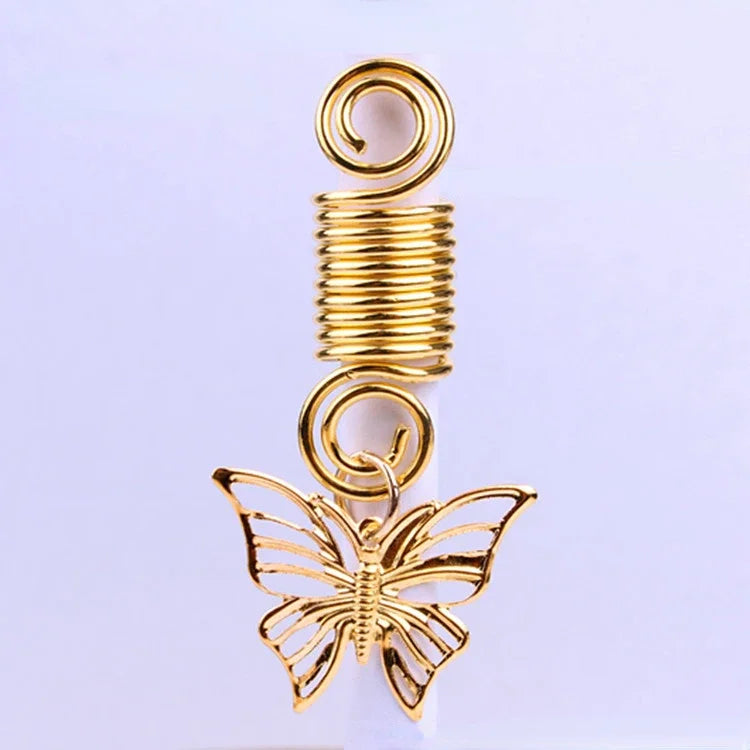 5pcs/bag Hair Braid Bead Butterfly Dreadlock Beads Ring Braiding Hair Sparkly Hair Styling Tool Bohemian Braid Hairs Accessories