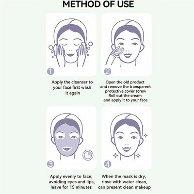 Green Tea Stick Facial Mask Deep Cleaning Mud Cream Replenish Water Moisturize Control Oil Shrink Pores Remove Blackheads