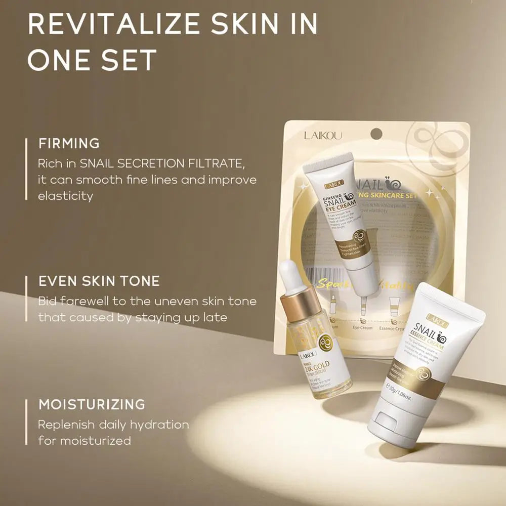 1set Snail Serum Essence Anti-aging Women Firming Tightening Repairing Cream Moisturizing Eye Cream Face Serum Skin Care Set