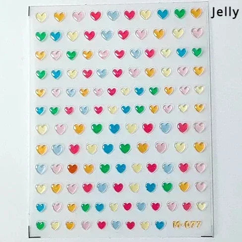 Cat's Eye 5D Gradient European Love Heart Gem Wing Crystal Geometric Colorful Self Adhesive Nail Art Stickers Manicure Decals