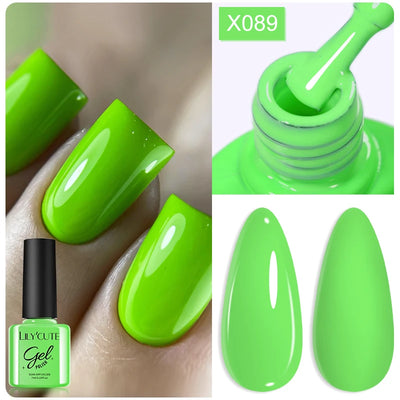 LILYCUTE 7ml Fluorescent Crackle Gel Nail Polish Summer Neon Red Green Vernis Semi Permanent UV Gel Nail Art Manicure For Nails