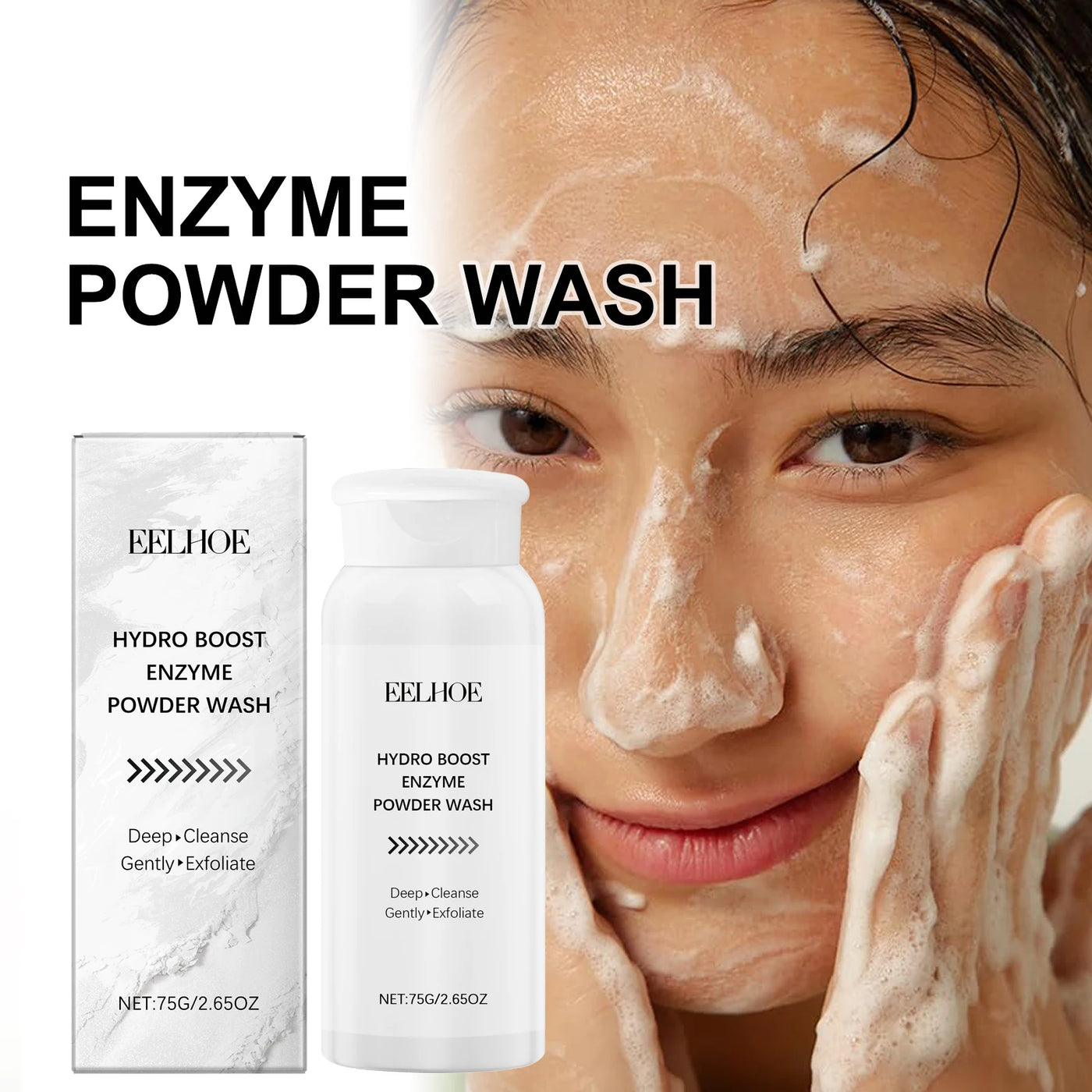 Enzyme Face Wash Powder 75g Gentle Exfoliating Cleanser for Sensitive Skin Removes Dirt Brightens Skin Travel Friendly Formula