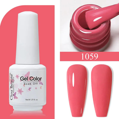 Clou Beaute 8ml Gel Polish Colorful Glitter UV Nail Gel Vernis Semi Permanent Glass Bottle Blue Green White Soak Off Gel Nail