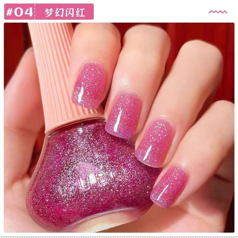45 Colors Nail Polish Oil-based Nails Polish No-bake Quick Dry Non-tear Small Glitter Nail Gel Transparent Red Nail Art