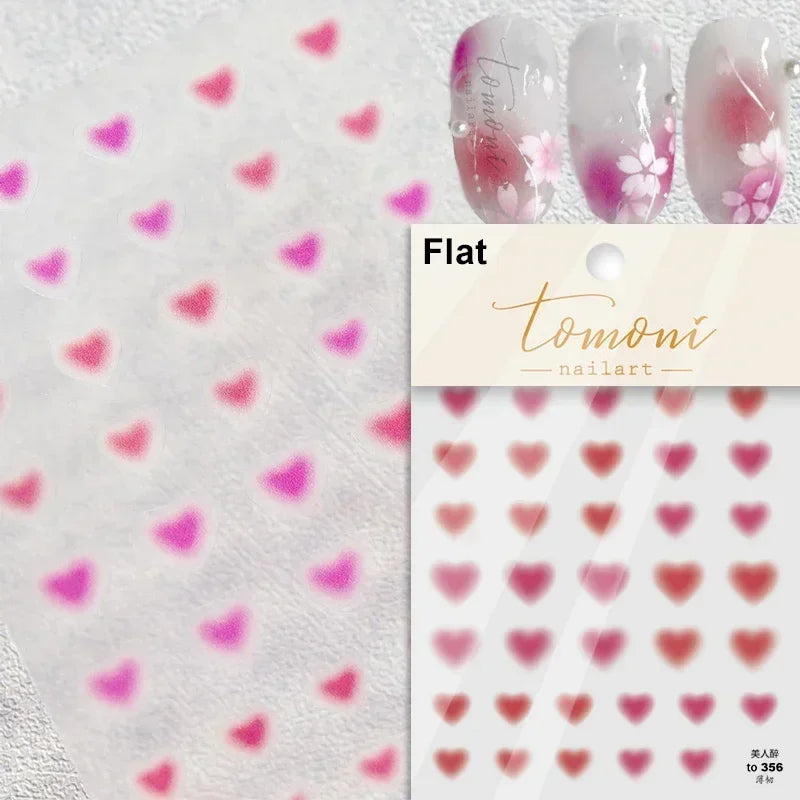 Cat's Eye 5D Gradient European Love Heart Gem Wing Crystal Geometric Colorful Self Adhesive Nail Art Stickers Manicure Decals