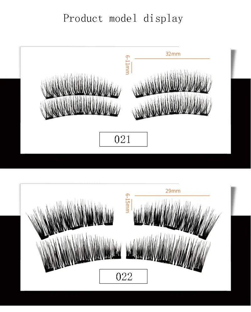 Three Magnet False Eyelashes Handmade Naturally Realistic Quick Paste Reuse 3D Magnetic False Eyelashes