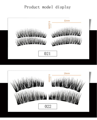 Three Magnet False Eyelashes Handmade Naturally Realistic Quick Paste Reuse 3D Magnetic False Eyelashes