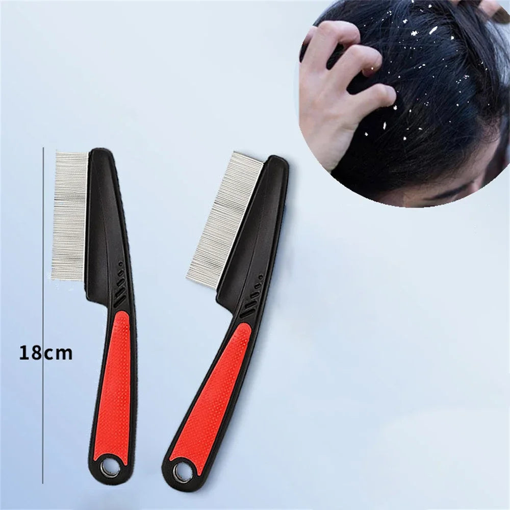 Stainless Steel Fine Tooth Comb Tweezers Comb Head LiceComb Dandruff Comb Professional Head Lice Nit Removal Hair Styling Tools
