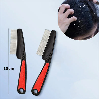 Stainless Steel Fine Tooth Comb Tweezers Comb Head LiceComb Dandruff Comb Professional Head Lice Nit Removal Hair Styling Tools