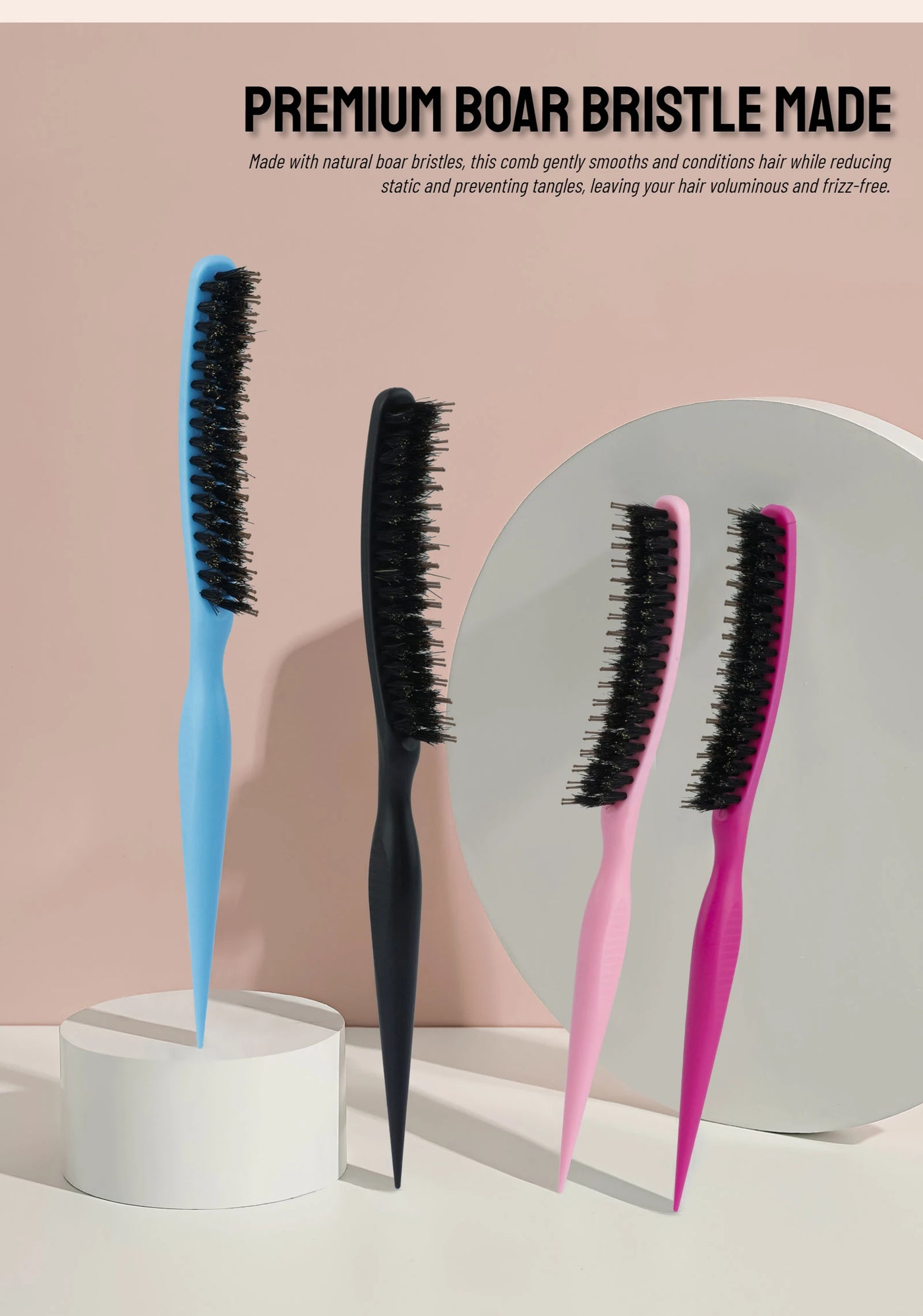 1Pcs Professional Teasing Backcomb Hair Brush - Volumizing & Lift Styling Tool for Big Hair, Updos & Wedding Styles