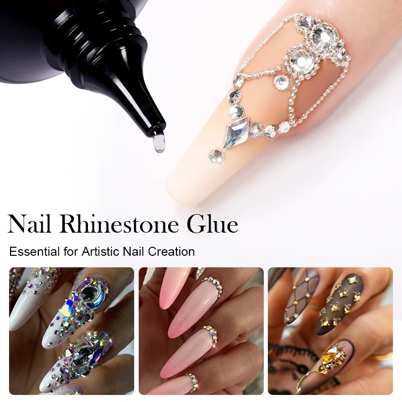 BORN PRETTY 30ml Rhinestones Glue Nail Gel Poloish For Manicure Transparent Nail Art Sticky Gel Strong Jewelry Decorations