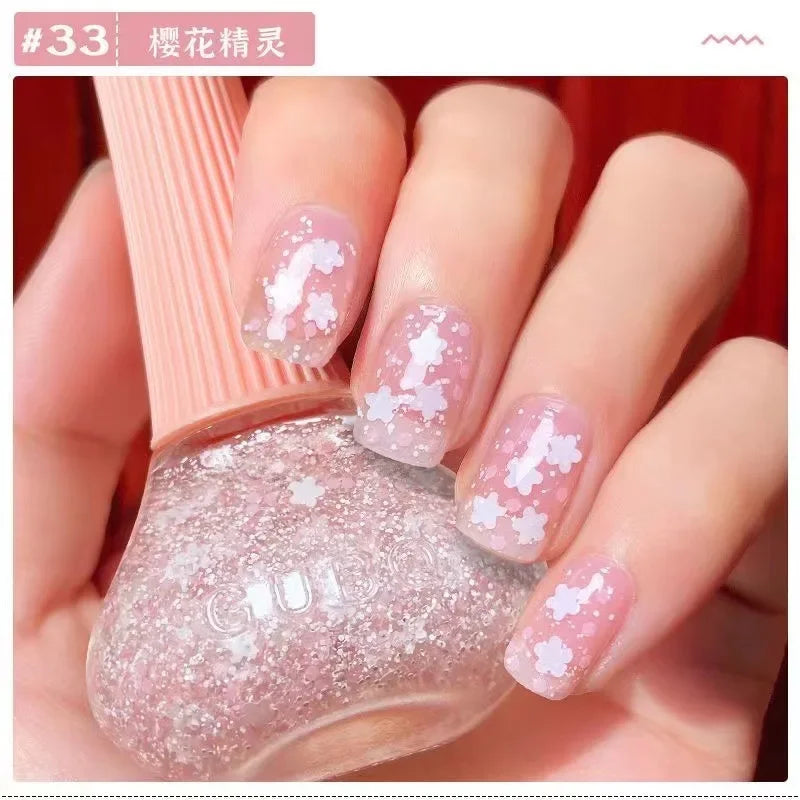 45 Colors Nail Polish Oil-based Nails Polish No-bake Quick Dry Non-tear Small Glitter Nail Gel Transparent Red Nail Art