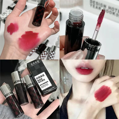 6 Color Punk Dark Red Lip Gloss Matte Lipstick Lasting Waterproof Smoky Dark Nude Purple Durable Natural Lip Tint Korea Makeup