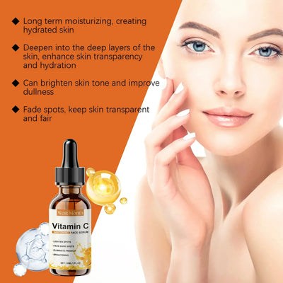 Vitamin C Whitening Serum Remove Freckles Dark Spots Face Essence Fade Melasma Melanin Brighten Repair Dull Skin Care Cosmetics