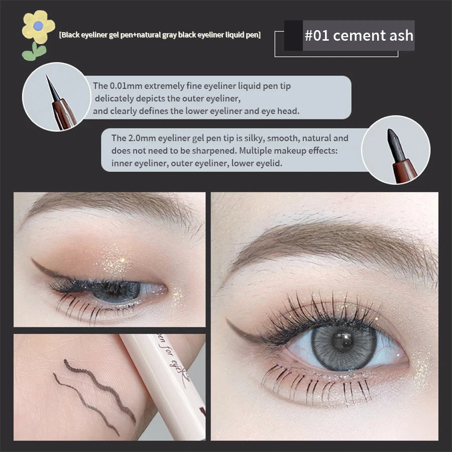 Eyeliner Double Head Pen For Smooth And Delicate Eye Makeup  Quick Drying Film Forming Waterproof And Sweat Proof Eye Makeup
