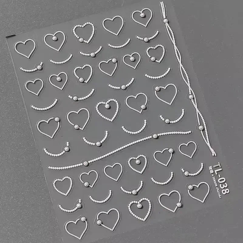 Cat's Eye 5D Gradient European Love Heart Gem Wing Crystal Geometric Colorful Self Adhesive Nail Art Stickers Manicure Decals