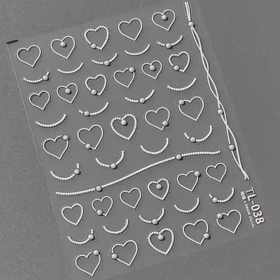 Cat's Eye 5D Gradient European Love Heart Gem Wing Crystal Geometric Colorful Self Adhesive Nail Art Stickers Manicure Decals