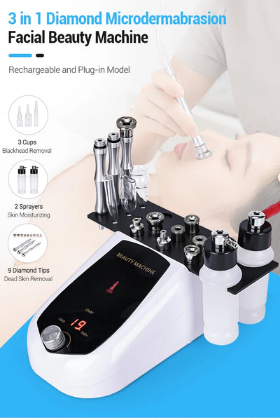 3 IN 1 Diamond Microdermabrasion hydra diamond Beauty Machine Water Spray Suction Blackhead Exfoliation Face Peeling Skin Tools