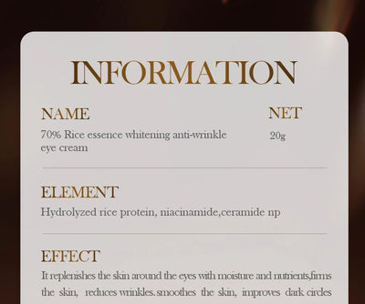 SADOER Rice Essence Eye Cream Anti Dark Circles Anti-Aging Anti Wrinkles Whitening Moisturizing Korean Eyes Skin Care Cosmetics