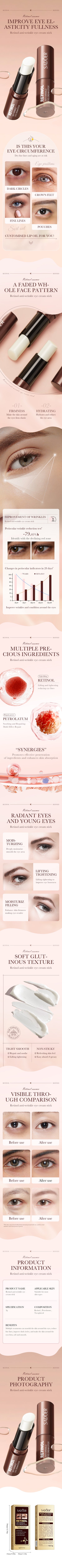 Retinol Eye Cream Stick, Reduces Dark Circles and Wrinkles, Moisturizes and Tightens The Eyes, Eye Cream Korean Eye Care Product