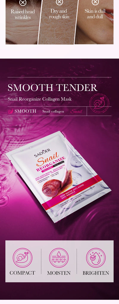 1/3/5/10pcs Snail Collagen Moisturizing Face Mask Replenishment Firming Tender Facial Mask Skin Care Korean Cosmetics