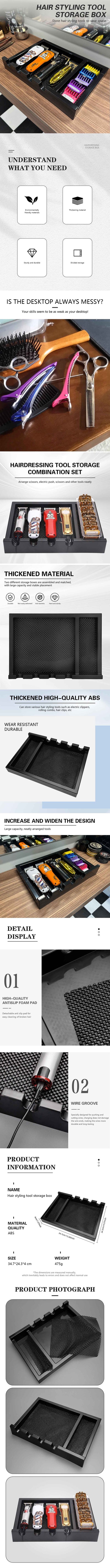Barber Tray Holder Multifunctional Anti Slip Detachable Hair Comb Scissors Rack Hairdressing Tools Box Barbershop Accessories