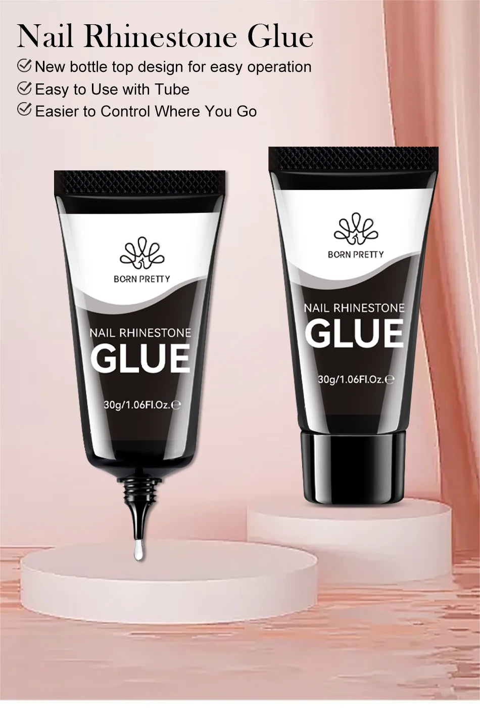 BORN PRETTY 30ml Rhinestones Glue Nail Gel Poloish For Manicure Transparent Nail Art Sticky Gel Strong Jewelry Decorations