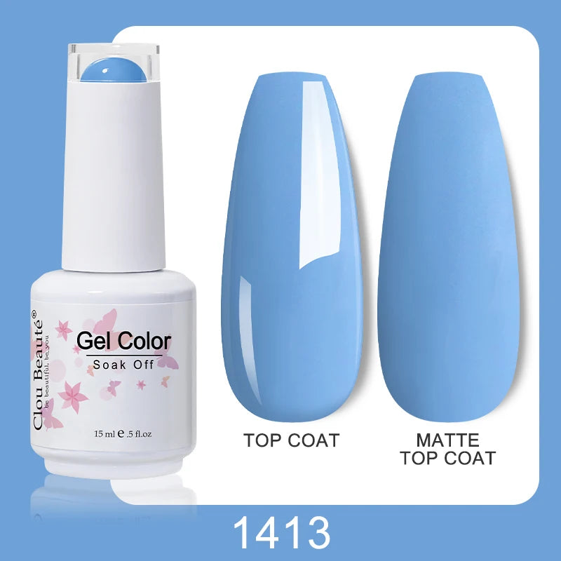 Clou Beaute Nail Gel Polish Kit 15ml Soak Off UVLED Nails Varnish Semi Permanent Nail Art Gels Lacquer Top Base Coat Gel Lacquer