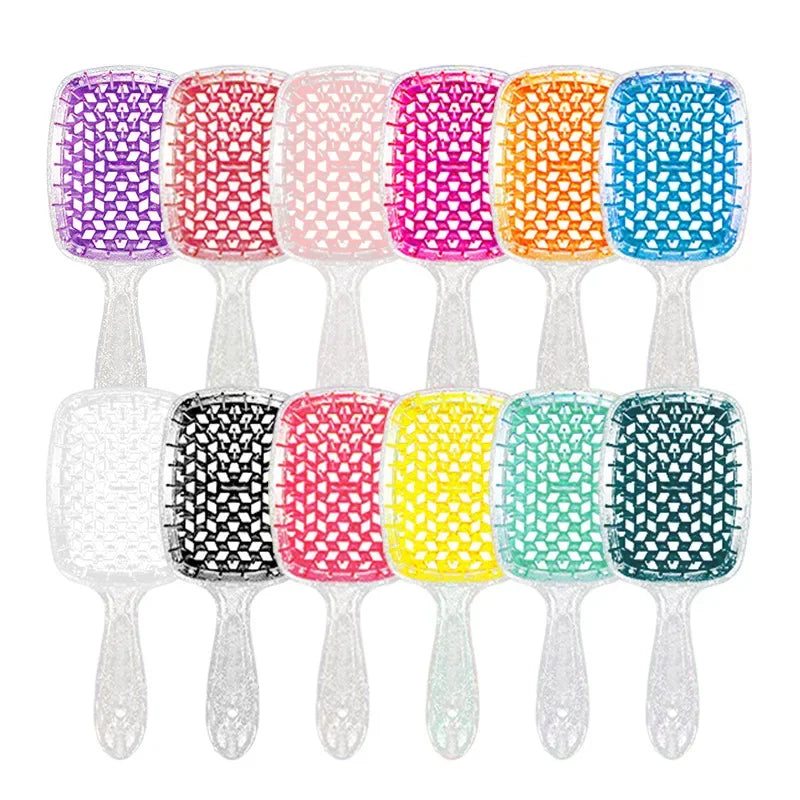 Flash Tangled Hair Comb Detangling Hair Brush Massage Combs Hollow Out Wet Curly Hair Brush Barber Comb Salon Hair Styling Tools