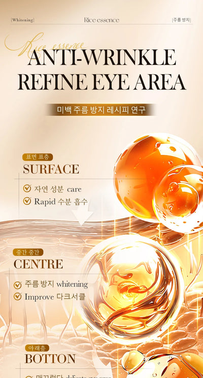 SADOER Rice Essence Eye Cream Anti Dark Circles Anti-Aging Anti Wrinkles Whitening Moisturizing Korean Eyes Skin Care Cosmetics