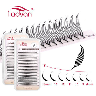 FADVAN D Curl Devil Comic Cartoon Spirit Style 8-14mm Heart Feather Spire Eyelash Extension Demon Tower Top 3D Light Lash