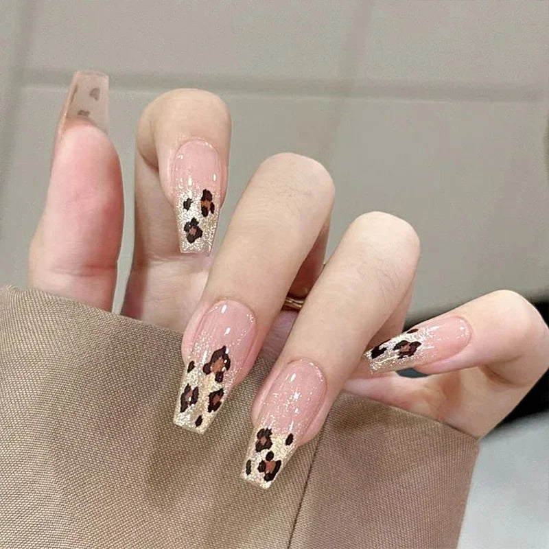 3D Leopard Print Nail Stickers Cute Kawaii Animal Print Gold Black Bow Nails Art Decals DIY Sexy Manicure Stickers Supplies