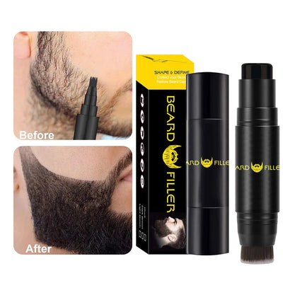 Men Beard Filling Stamp Beard Pencil Filler Waterproof Moustache Pen Beard Brush Enhancer Moustache Coloring Shaping Sweatproof
