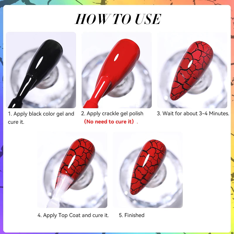 LILYCUTE 7ml Fluorescent Crackle Gel Nail Polish Summer Neon Red Green Vernis Semi Permanent UV Gel Nail Art Manicure For Nails